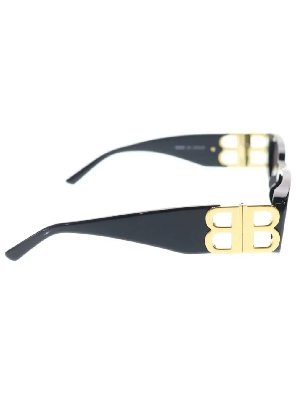 Balenciaga Dynasty Rectangle BB Logo Sunglasses Eyewear Black Gold